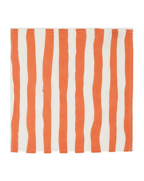 8 Serviettes de table Washed Cotton Paint rayures melon - 45x45 cm
