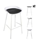 2 Tabourets De Bar Hella blancs - 43x43x84 cm