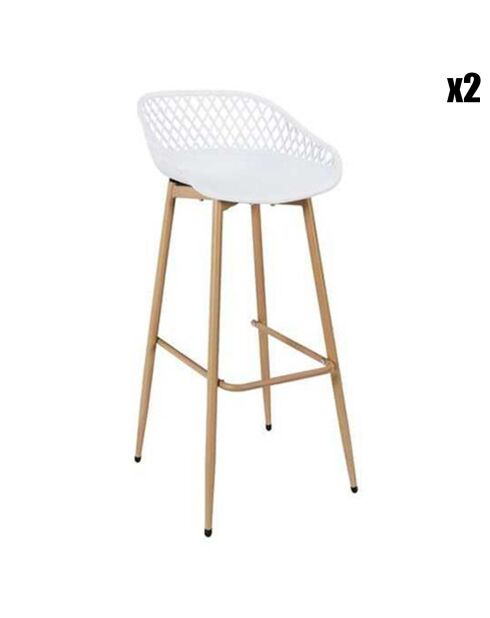 2 Tabourets De Bar Malaga blanc/marron - 45.5x47.6x88 cm