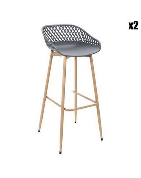 2 Tabourets De Bar Malaga gris/marron - 45.5x47.6x88 cm