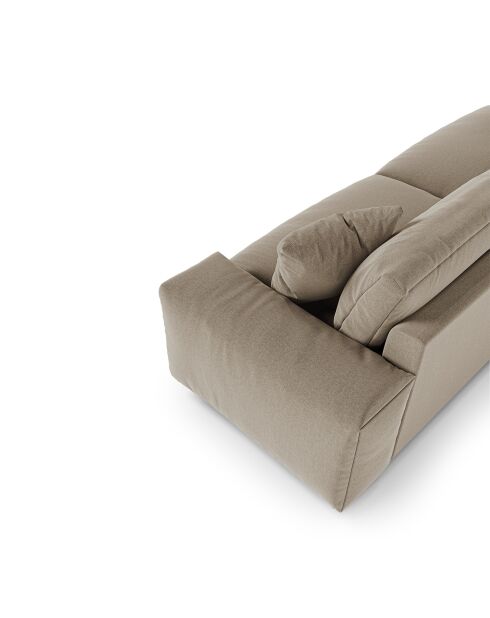 Canapé 3 places Joy Tissu tramé toucher doux taupe - 220x120x75 cm
