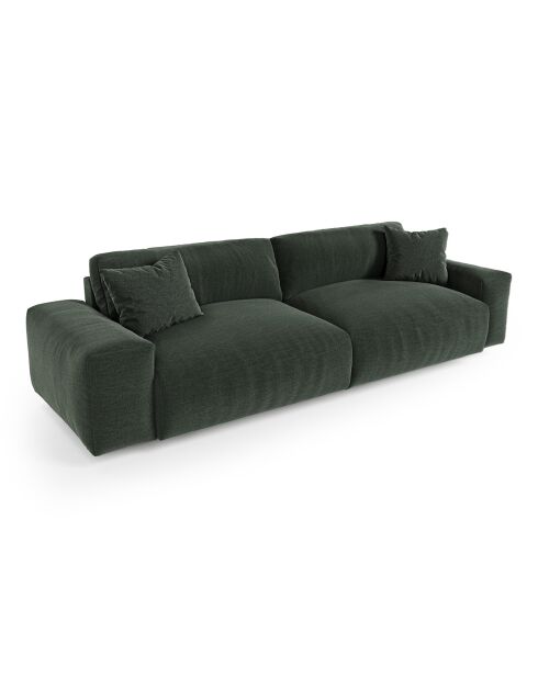 Canapé 3 places Joy Tissu tramé toucher doux vert kaki  - 220x120x75 cm