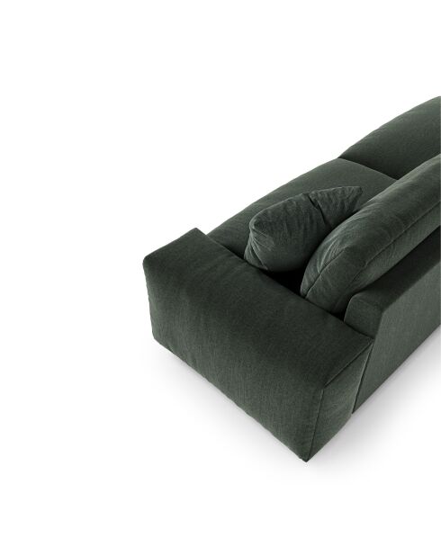 Canapé 3 places Joy Tissu tramé toucher doux vert kaki  - 220x120x75 cm