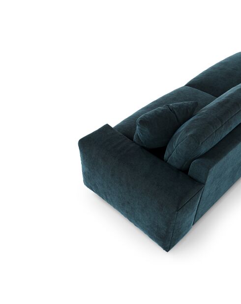 Canapé 3 places Joy Velours  bleu paon  - 220x120x75 cm