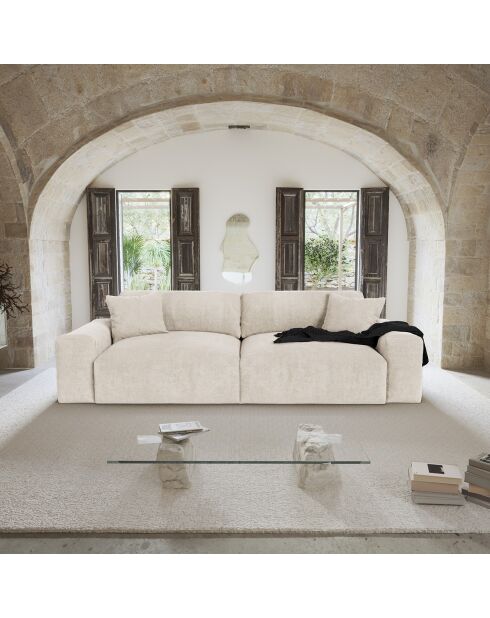 Joy 3-Sitzer-Sofa cremefarbener Samt - 220x120x75 cm