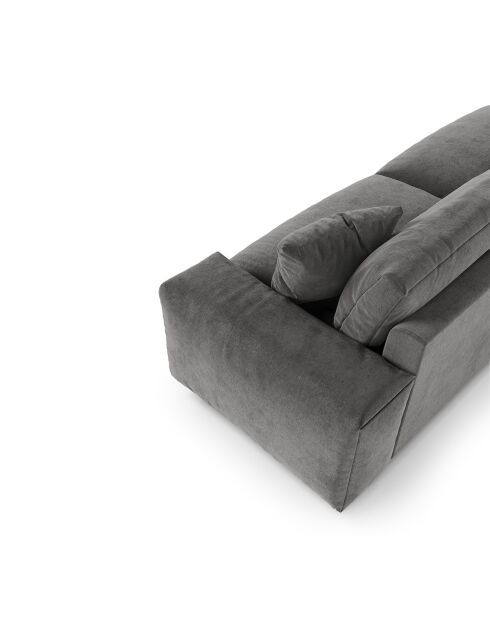 Canapé 3 places Joy Velours gris graphite - 220x120x75 cm