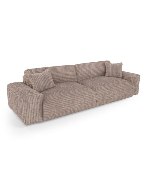 Canapé 3 places Joy Velours côtelé XXL taupe - 240x120x75 cm