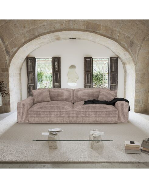 Canapé 3 places Joy Velours côtelé XXL taupe - 240x120x75 cm