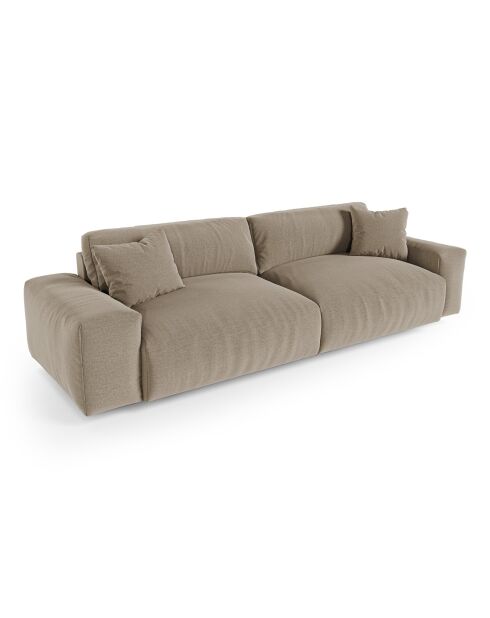 Canapé 4 places Joy Tissu tramé toucher doux taupe - 240x120x75 cm