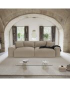 Canapé 4 places Joy Tissu tramé toucher doux taupe - 240x120x75 cm