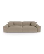 Canapé 4 places Joy Tissu tramé toucher doux taupe - 240x120x75 cm