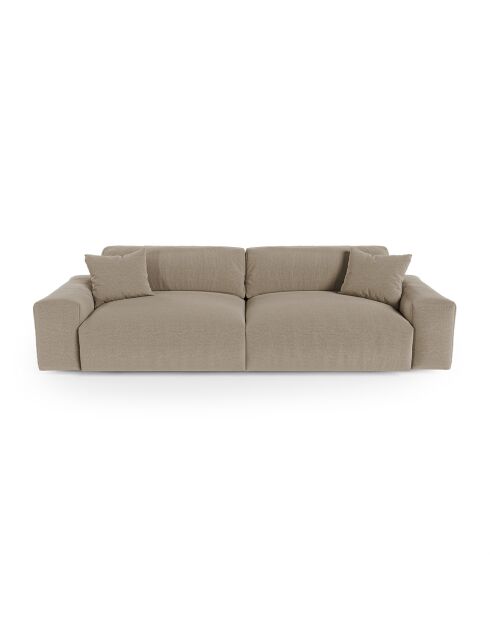 Canapé 4 places Joy Tissu tramé toucher doux taupe - 240x120x75 cm
