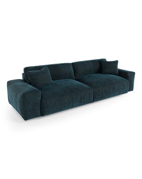 Canapé 4 places Joy Velours bleu paon - 240x120x75 cm