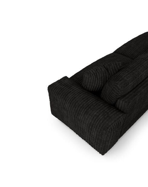 Canapé 4 places Joy Velours côtelé XXL noir - 240x120x75 cm
