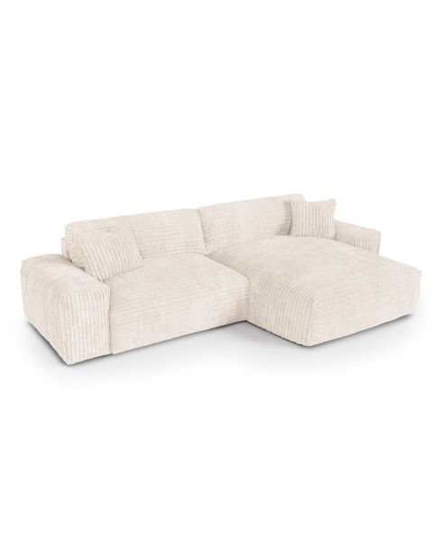 Canapé angle droit Joy Velours côtelé XXL crème - 310x174x75 cm