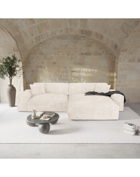 Joy Rechtecksofa XXL cremefarbener Kord - 310x174x75 cm