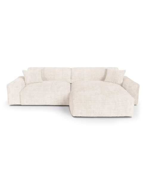 Canapé angle droit Joy Velours côtelé XXL crème - 310x174x75 cm