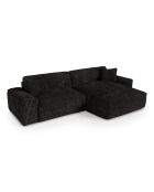 Canapé angle droit Joy Velours côtelé XXL noir - 310x174x75 cm
