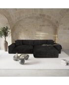 Canapé angle droit Joy Velours côtelé XXL noir - 310x174x75 cm