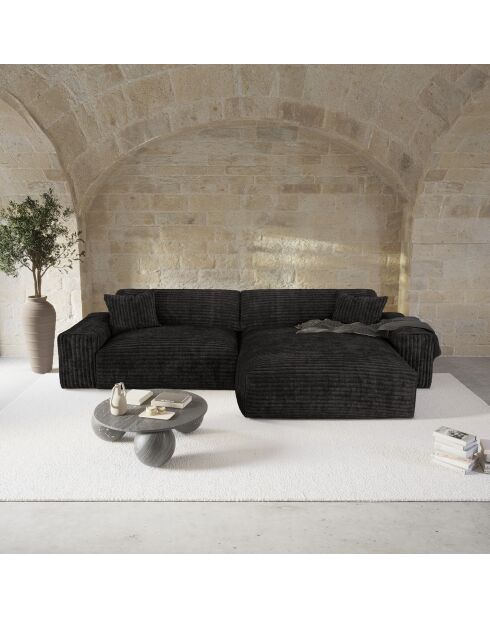 Joy rechtwinkliges Sofa schwarz XXL aus Kord - 310x174x75 cm
