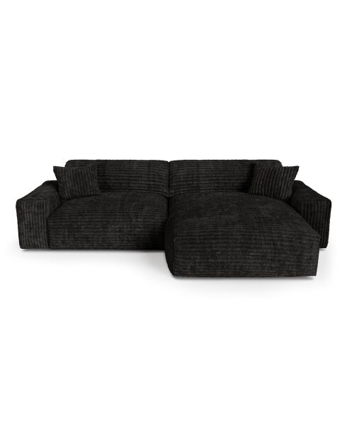 Canapé angle droit Joy Velours côtelé XXL noir - 310x174x75 cm