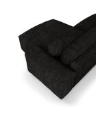 Canapé angle droit Joy Velours côtelé XXL noir - 310x174x75 cm
