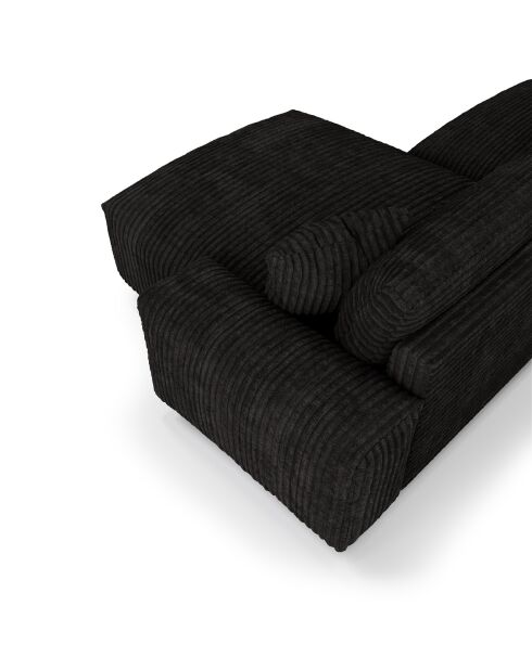 Canapé angle droit Joy Velours côtelé XXL noir - 310x174x75 cm