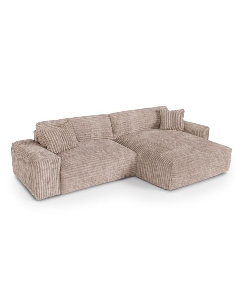 Canapé angle droit Joy Velours côtelé XXL taupe - 310x174x75 cm