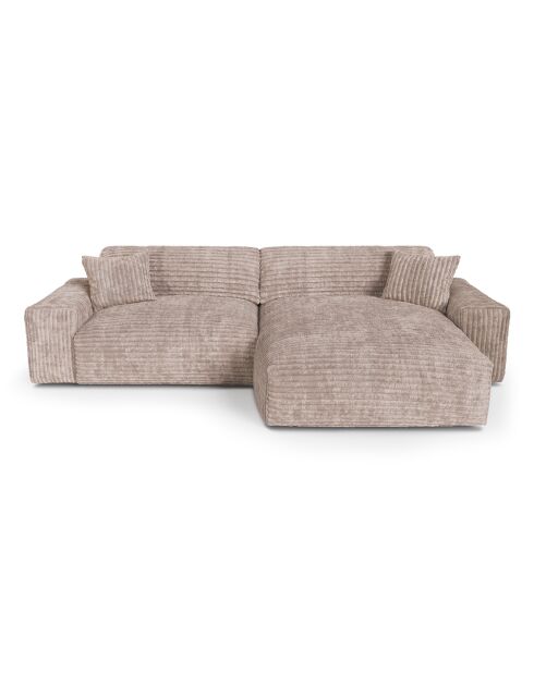 Canapé angle droit Joy Velours côtelé XXL taupe - 310x174x75 cm