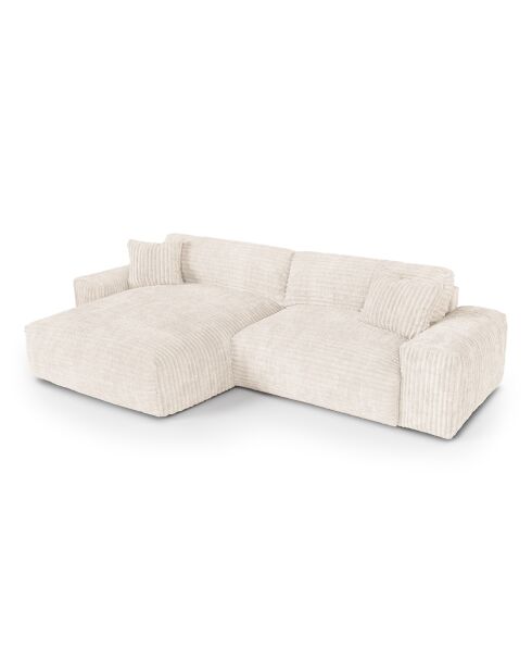 Canapé angle gauche Joy Velours côtelé XXL crème - 310x174x75 cm