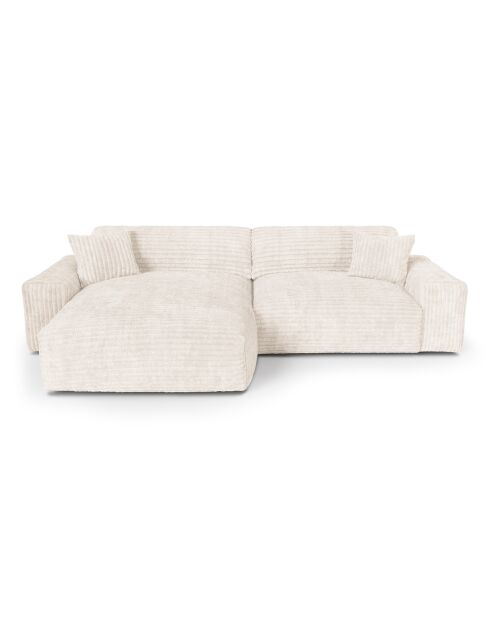 Canapé angle gauche Joy Velours côtelé XXL crème - 310x174x75 cm