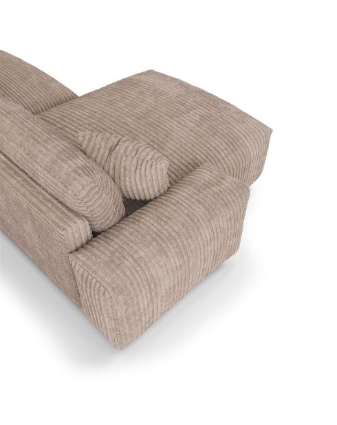 Canapé angle gauche Joy Velours côtelé XXL taupe - 310x174x75 cm