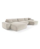Canapé Panoramique Joy Tissu tramé toucher doux beige  - 420x174x75 cm