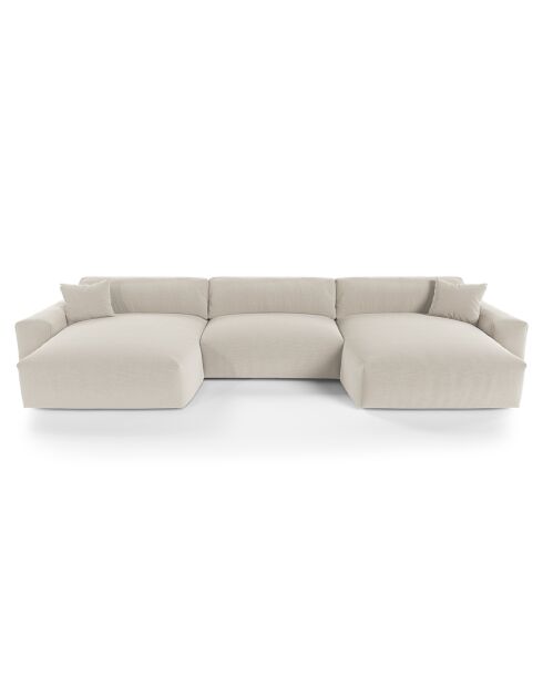 Canapé Panoramique Joy Tissu tramé toucher doux beige  - 420x174x75 cm