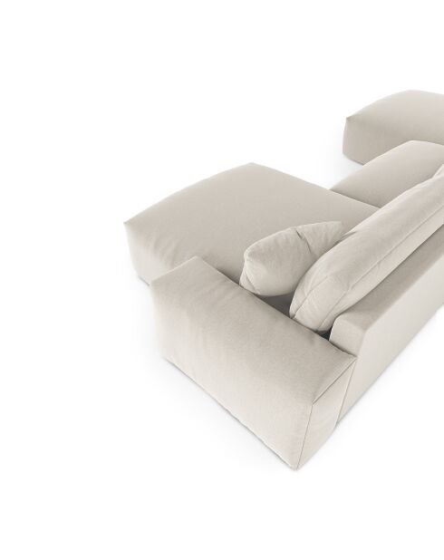 Canapé Panoramique Joy Tissu tramé toucher doux beige  - 420x174x75 cm