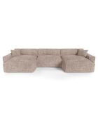 Canapé panoramique Joy Velours côtelé XXL taupe - 420x174x75 cm