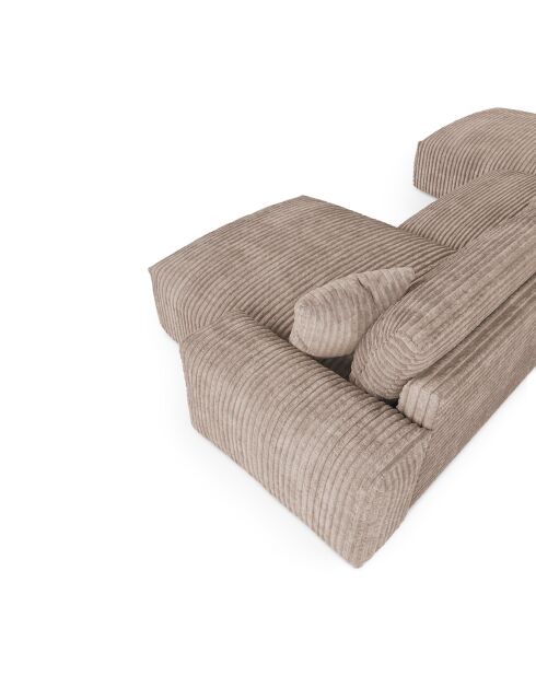 Canapé panoramique Joy Velours côtelé XXL taupe - 420x174x75 cm
