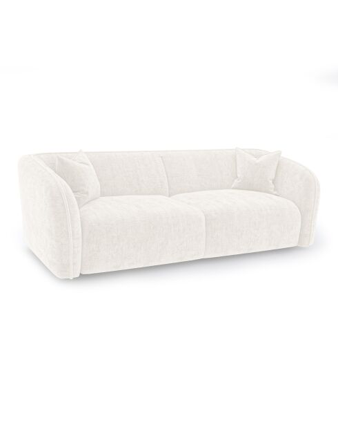 Jules Velours 3-Sitzer-Sofa, cremefarbener Samt, 215 x 93 x 70 cm