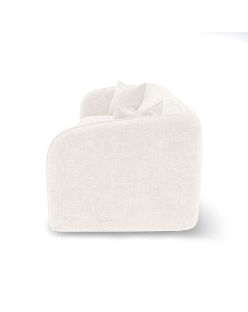 Jules Velours 3-Sitzer-Sofa, cremefarbener Samt, 215 x 93 x 70 cm