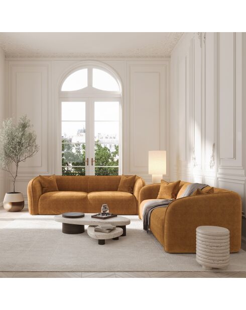 Jules Velours 3-Sitzer-Sofa mit Senfprägung, 215 x 93 x 70 cm