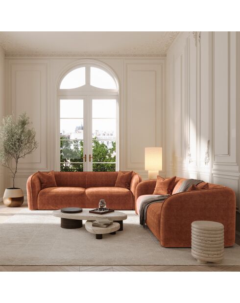 Jules Velours 3-Sitzer-Sofa, geprägtes Terrakotta, 215 x 93 x 70 cm