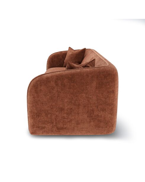 Canapé 3 places Jules Velours gaufré terracotta - 215x93x70 cm