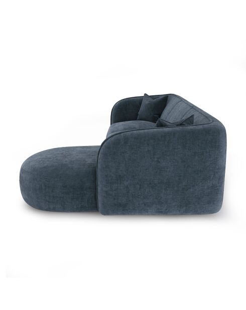 Canapé d'angle droit Jules Velours gaufré bleu minéral - 278x160x70 cm