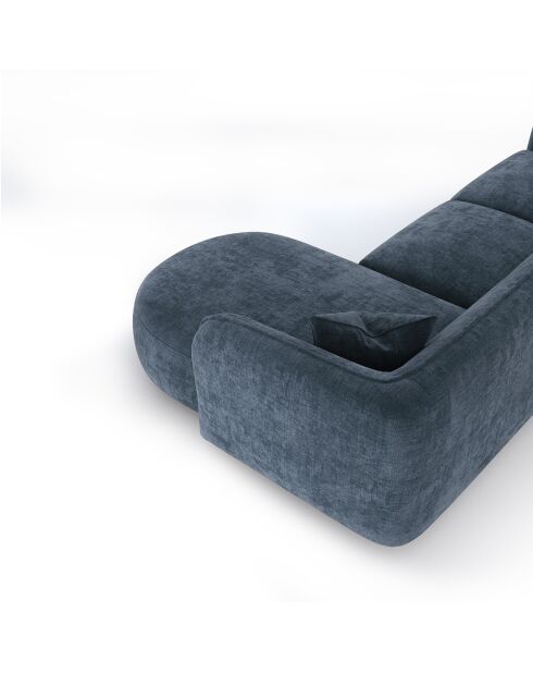 Jules Velours rechtes Ecksofa aus mineralblauem, geprägtem Samt - 278x160x70 cm