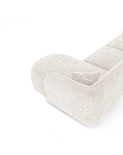 Canapé d'angle droit Jules Velours gaufré crème - 278x160x70 cm