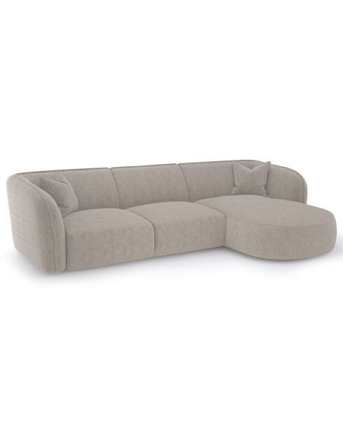 Canapé d'angle droit Jules Velours à motifs beige - 278x160x70 cm