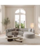 Canapé d'angle droit Jules Velours à motifs beige - 278x160x70 cm