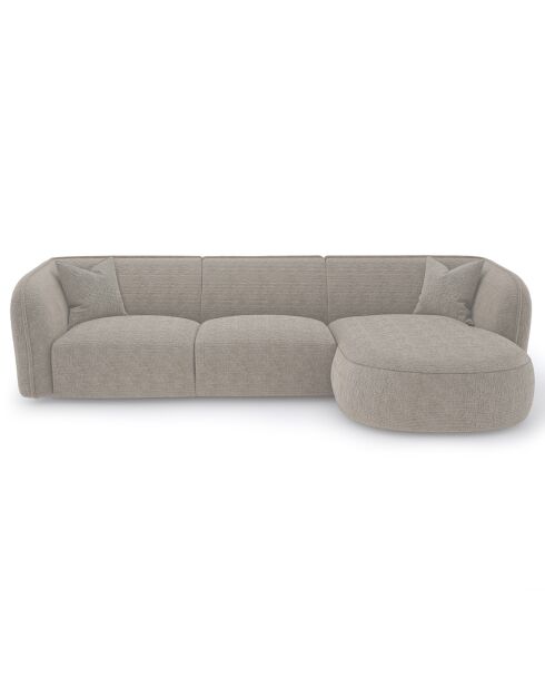 Canapé d'angle droit Jules Velours à motifs beige - 278x160x70 cm