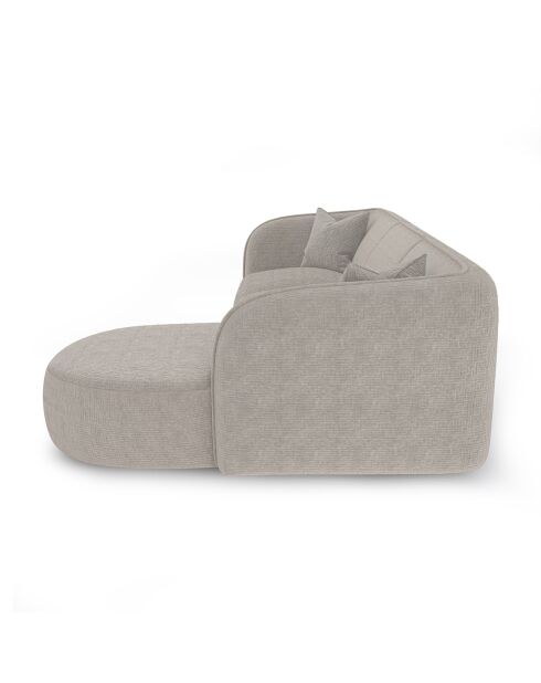 Canapé d'angle droit Jules Velours à motifs beige - 278x160x70 cm