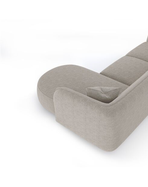 Canapé d'angle droit Jules Velours à motifs beige - 278x160x70 cm